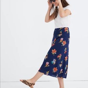 Madewell Silk Atrium Midi Skirt in Bird of Paradise